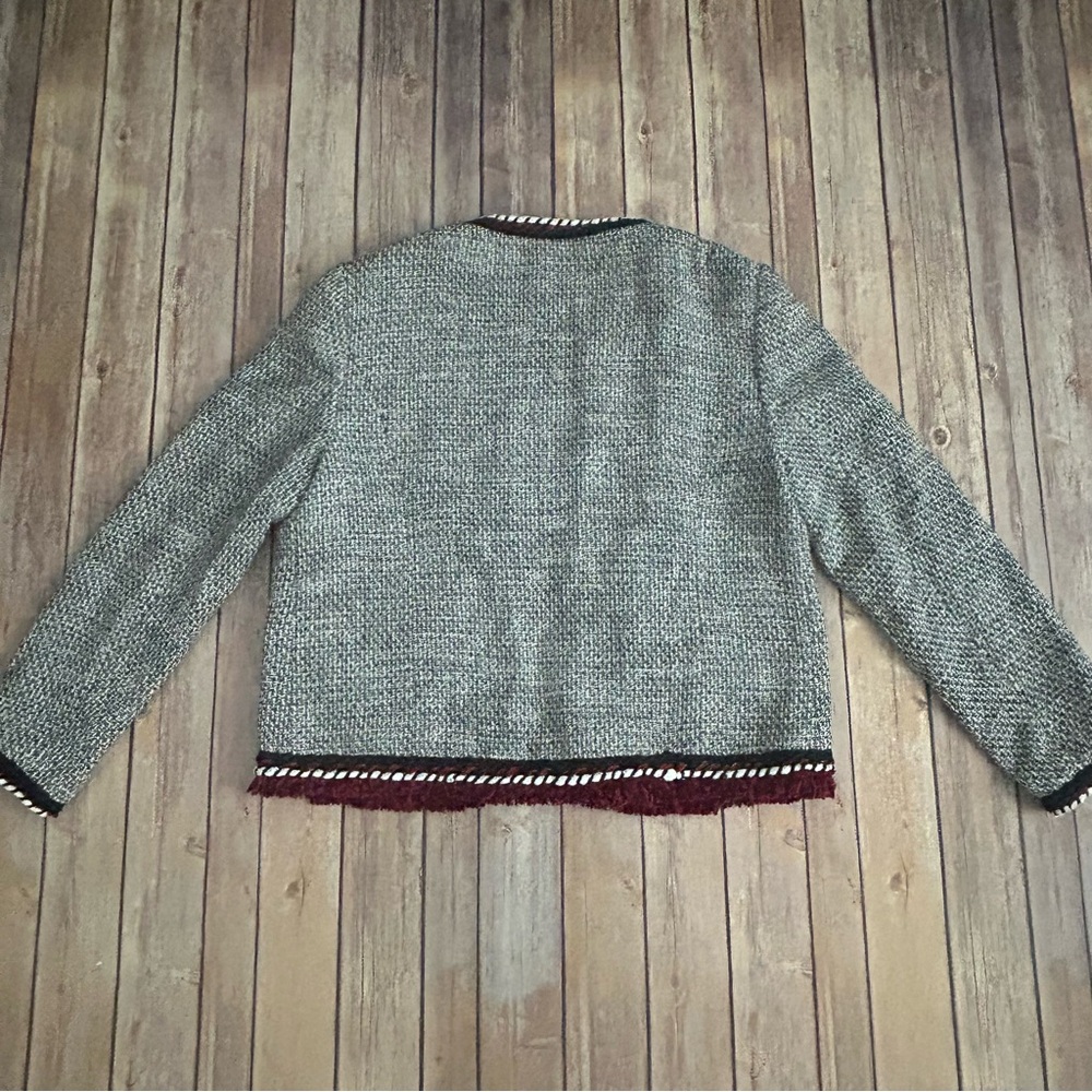 Zara Black and White Tweed Jacket | Size XL - Picture 5 of 9